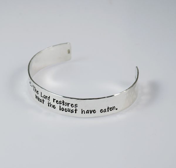 Hammered Gospel Scriptures Quote Sterling Silver Cuff