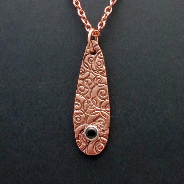 Gemstone Copper Spiral Drop Pendant