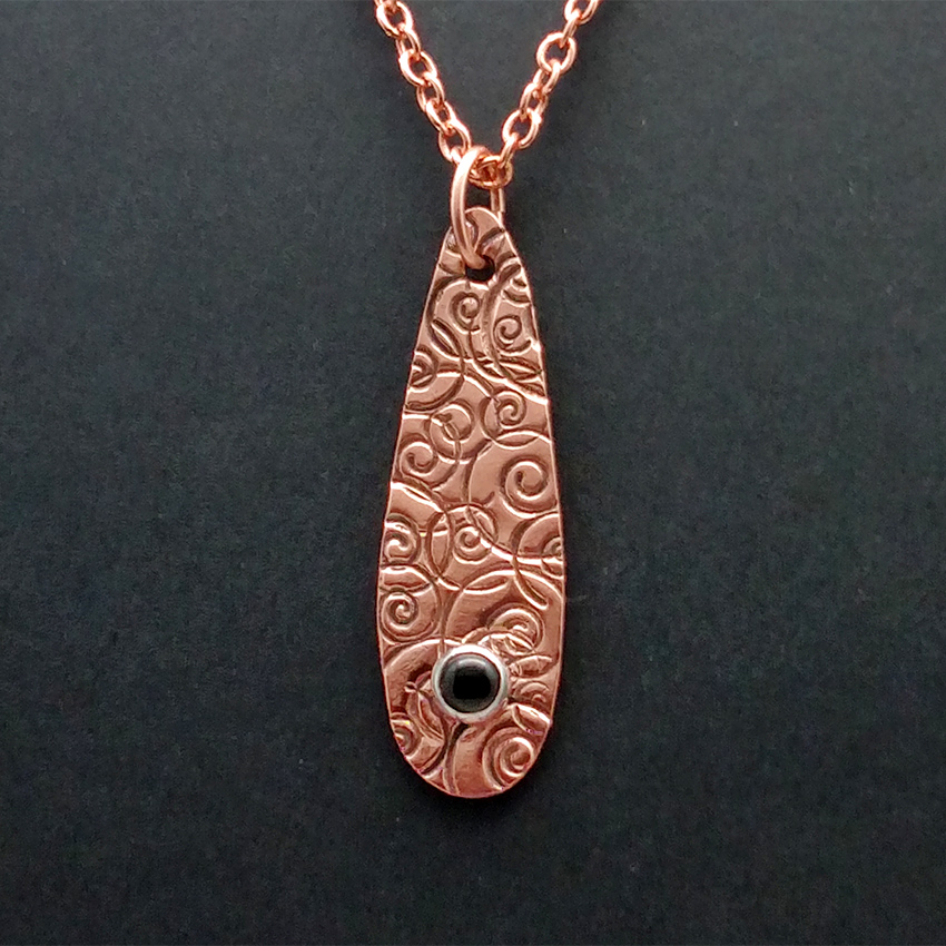 Gemstone Copper Spirals Drop Pendant Necklace – Arcane Moon Jewelry