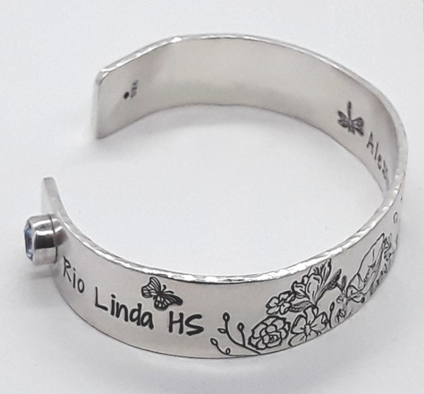 Custom Floral Sterling Silver Bracelet Cuff