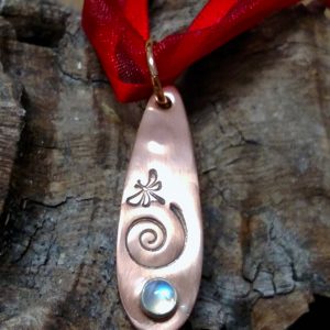 Magical Moonstone Dragonfly Copper Pendant