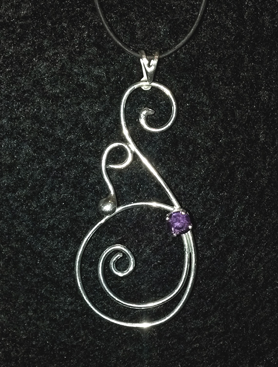 Swirls ~ Sterling Silver and Amethyst Pendant