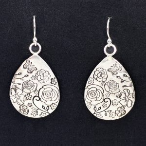 Floral Dangle Sterling Silver Earrings