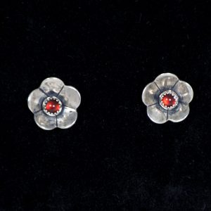 Sterling Silver Carnelian Flower Earrings