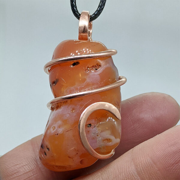 Cold forged Copper Wrapped Carnelian Pendant