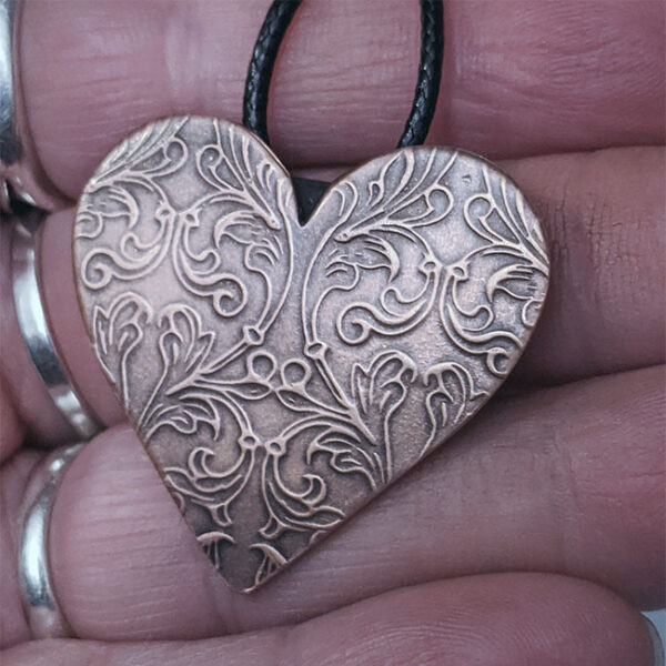 French Ornate Copper Heart Pendant