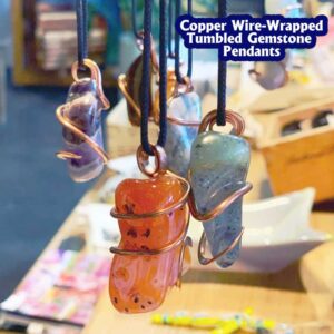 Copper Wire-Wrapped Tumbled Gemstone Pendants